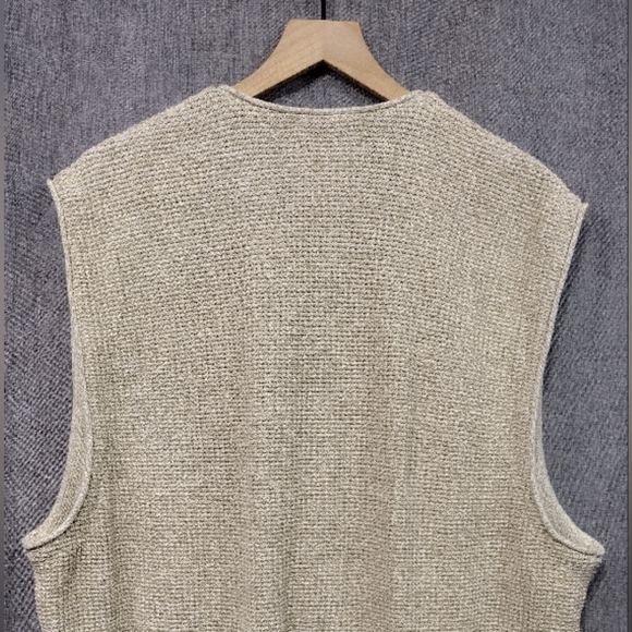 Eddie Bauer Button Front Sweater Vest Mens XL Cream Boho Retro 90s Y2K Casual - Picture 5 of 7
